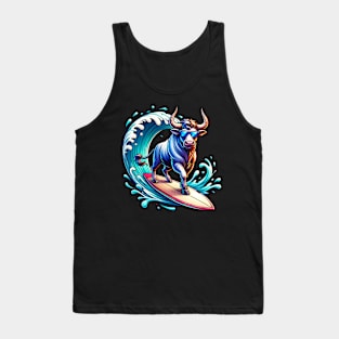 Cool Taurus Surfers gift, Unique Taurus Zodiac Sign Gift for Birthdays and Mother's Day, Father's Day gift, Taurus with sunglasses Tank Top